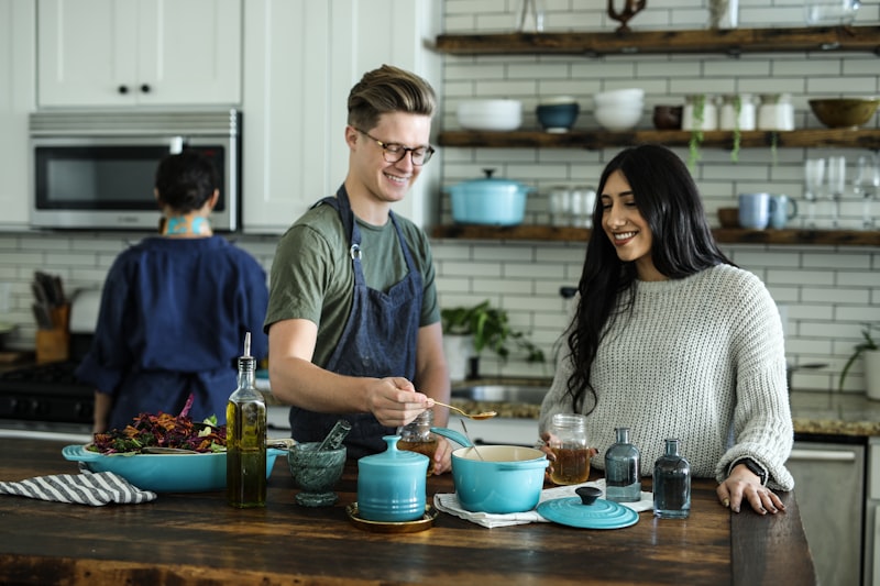 Family preparing food on a custom kitchen countertop