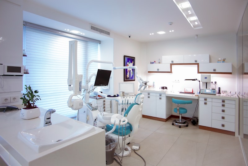 Healthcare office with seamless solid surface counters and casework