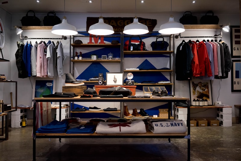 Retail store with custom display shelving